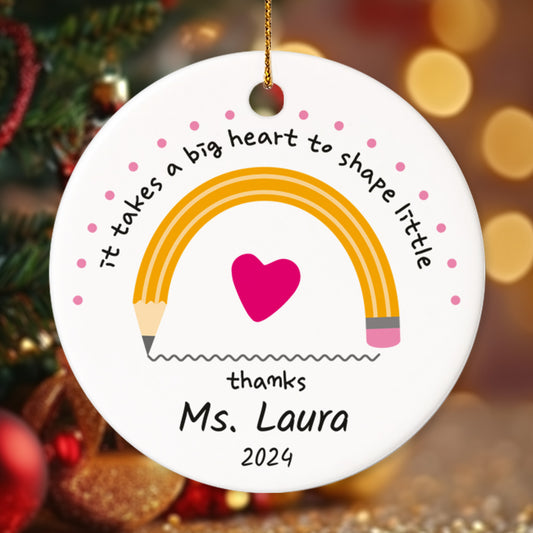 Teacher Christmas Ornament 10 - Personalized Ceramic Circle Ornament