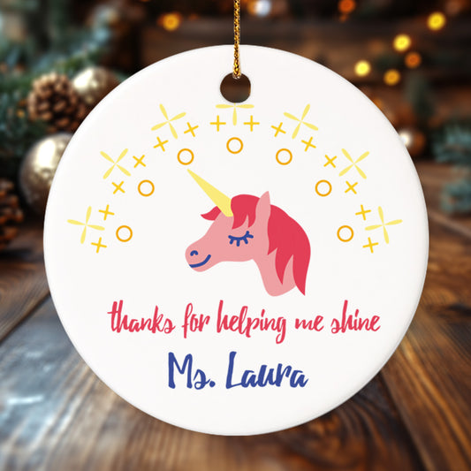 Teacher Christmas Ornament 11 - Personalized Ceramic Circle Ornament