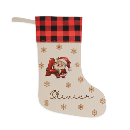 Christmas Stocking Watercolor red/black - Personalized Christmas Stocking